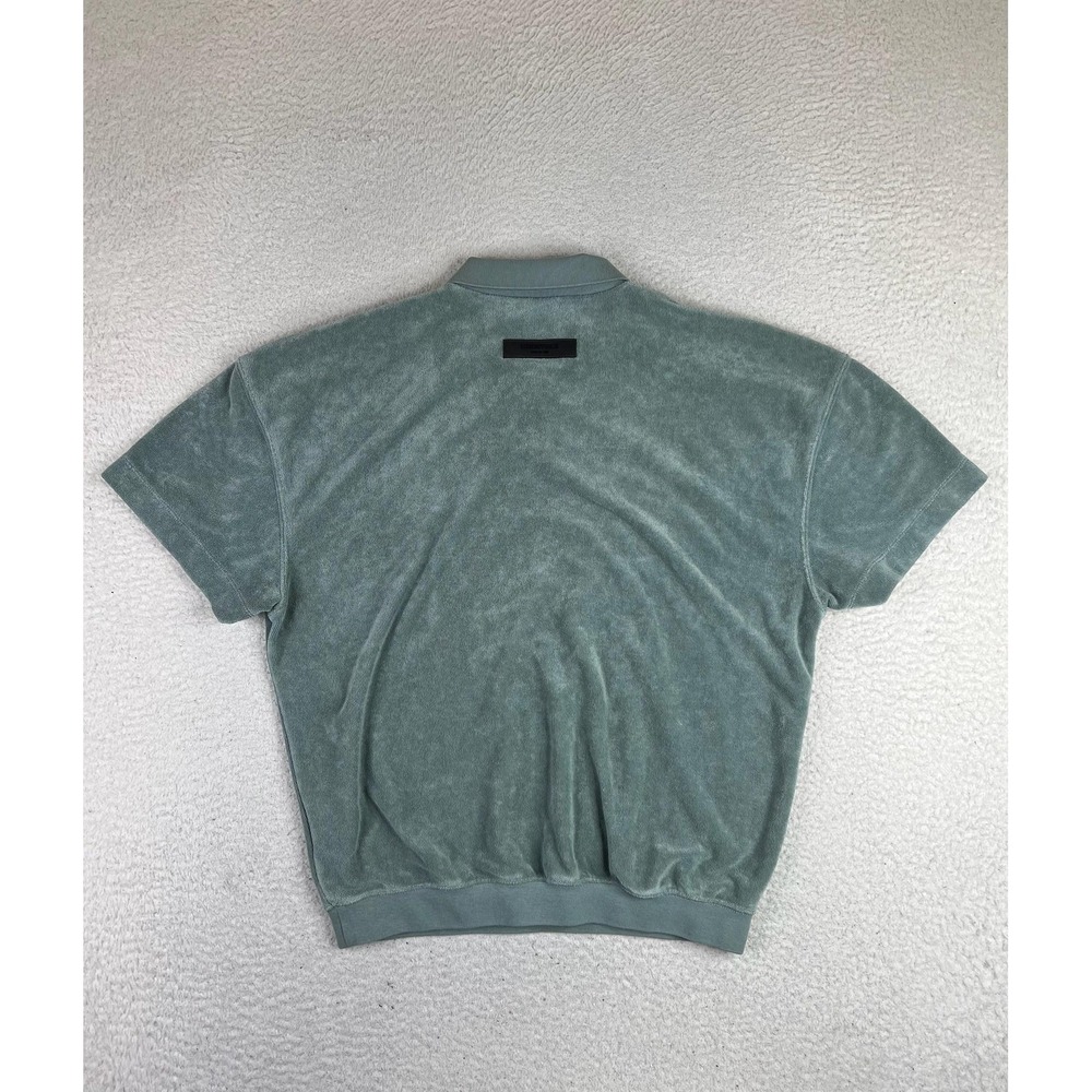 Fear of God Essentials Youth 10 Green Terry Short Sleeve Polo Shirt Collared - Picture 2 of 8
